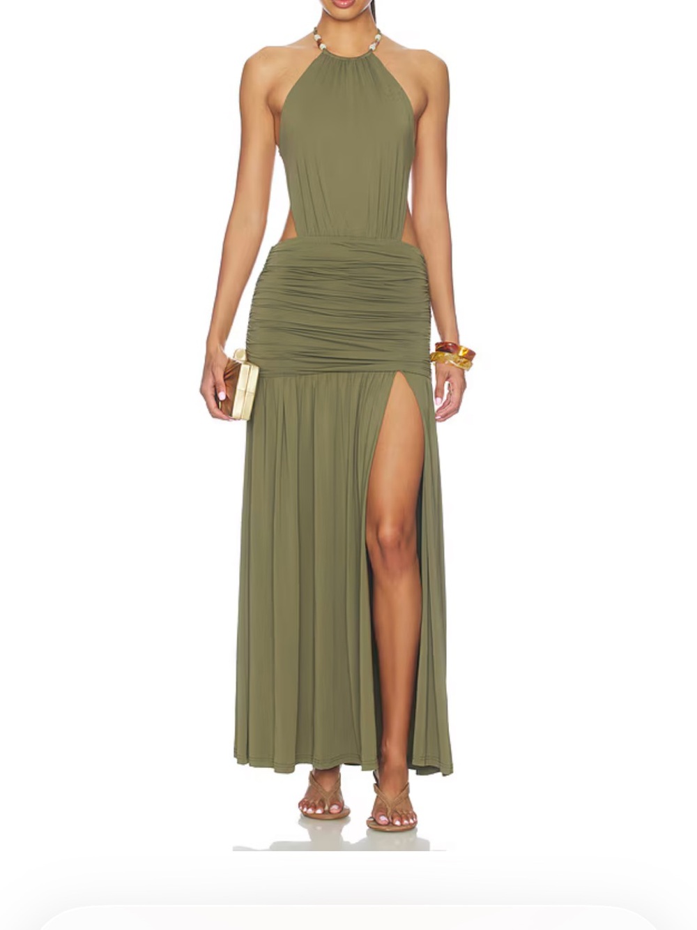 Revolve/Runaway The Label: Imelda High Neck Maxi Dress in Olive